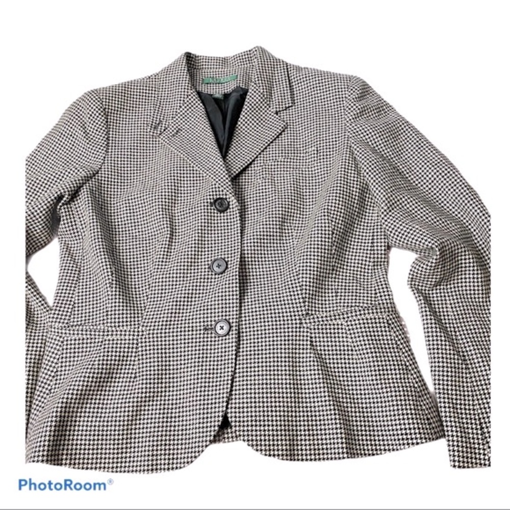 Lauren RL Houndstooth Blazer with pockets size 12 - Picture 1 of 5